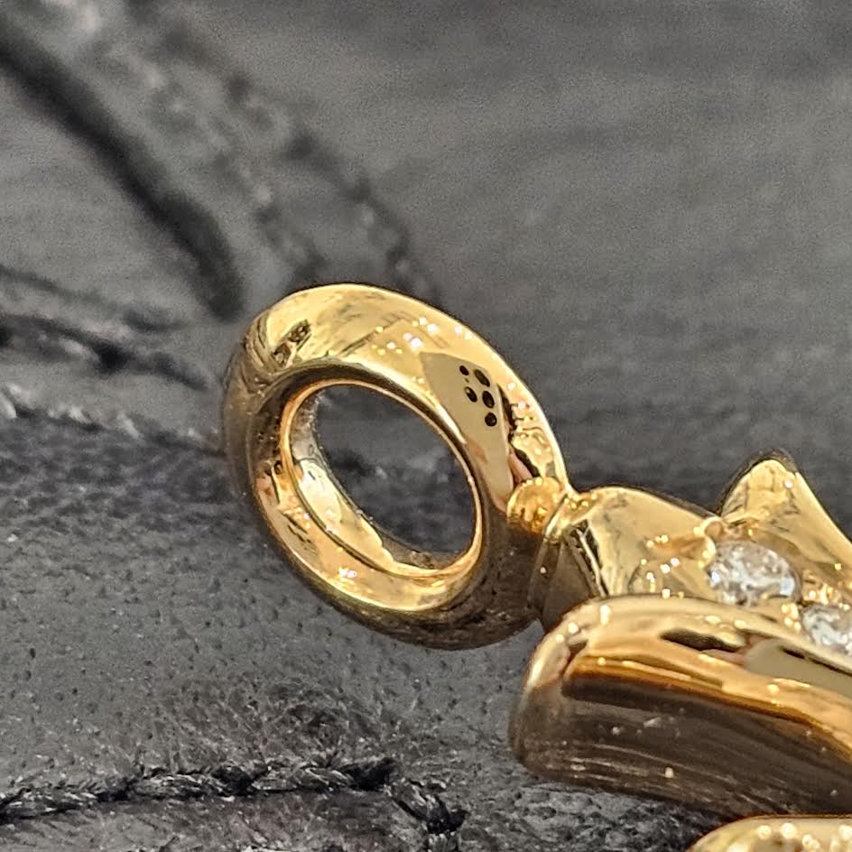 CHROME HEARTS 22K Tiny Fat Cross Pave Diamond Pendant Top クロム