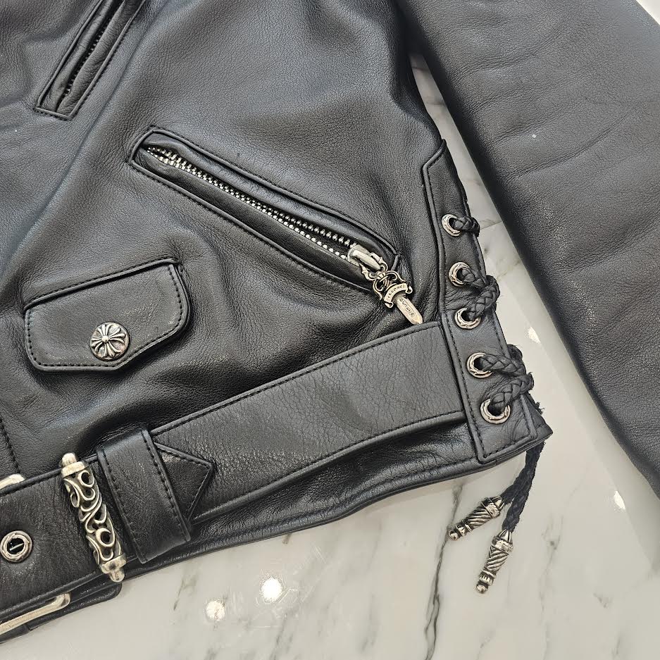 CHROME HEARTS JJ DEAN Dagger Zip Riders Leather Jacket Size L クロムハーツ JJディーン ダガー ジップ ライダース レザージャケット サイズL