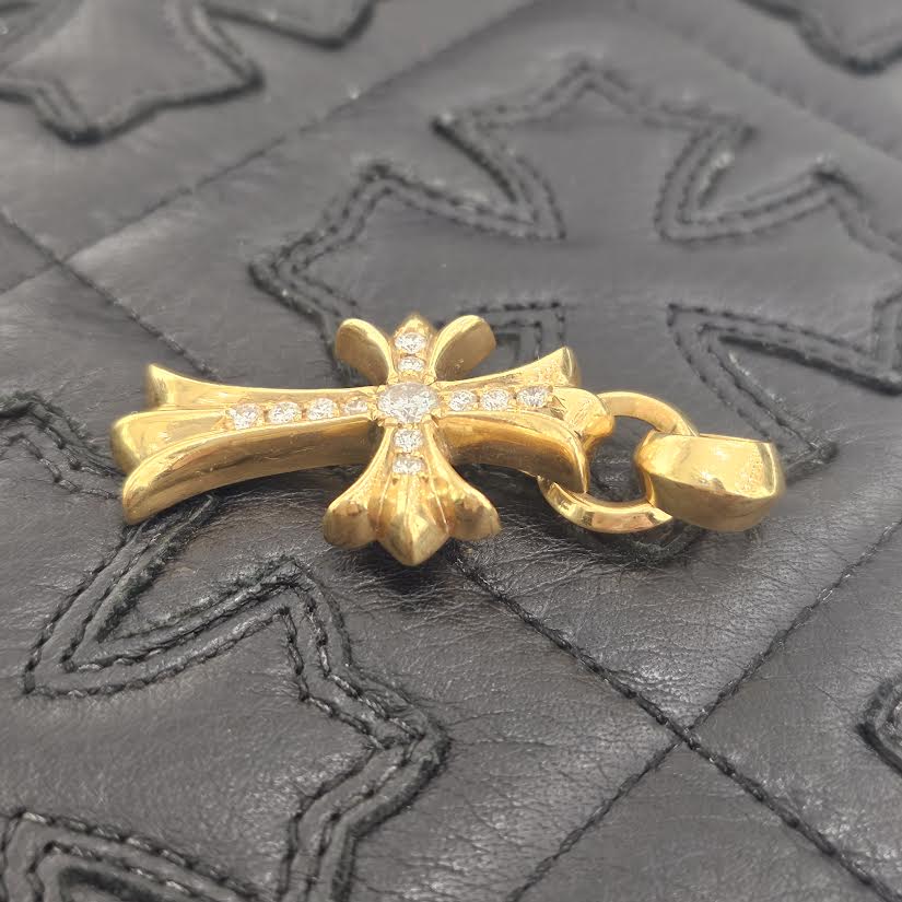 CHROME HEARTS 22K Small CH Cross Pave Diamond With Bail Pendent Top クロムハーツ 22K スモール CHクロス パヴェダイヤモンド ウィズ ベイル ペンダントトップ