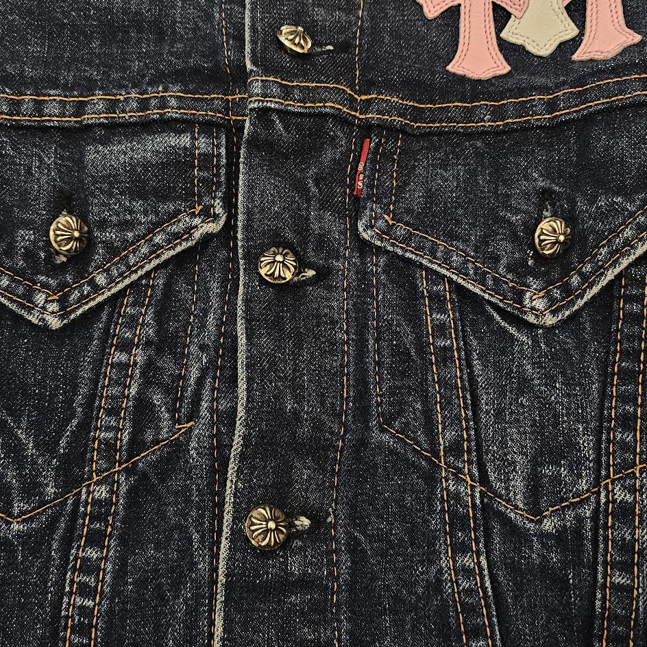 CHROME HEARTS Levi's Body Cemetery Cross Leather Patch Denim Jacket Size 8Y クロムハーツ リーバイスボディ セメタリークロス レザーパッチ デニムジャケット サイズ8Y