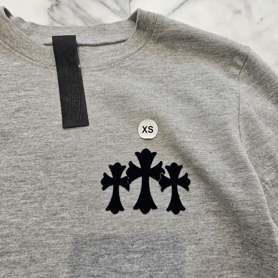 CHROME HEARTS Y NOT King Taco 3 Cemetery Cross Flock Print Long Sleeve Tee Size XS クロムハーツ ワイノット キングタコ 3セメタリークロス フロックプリント ロングスリーブTシャツ サイズXS