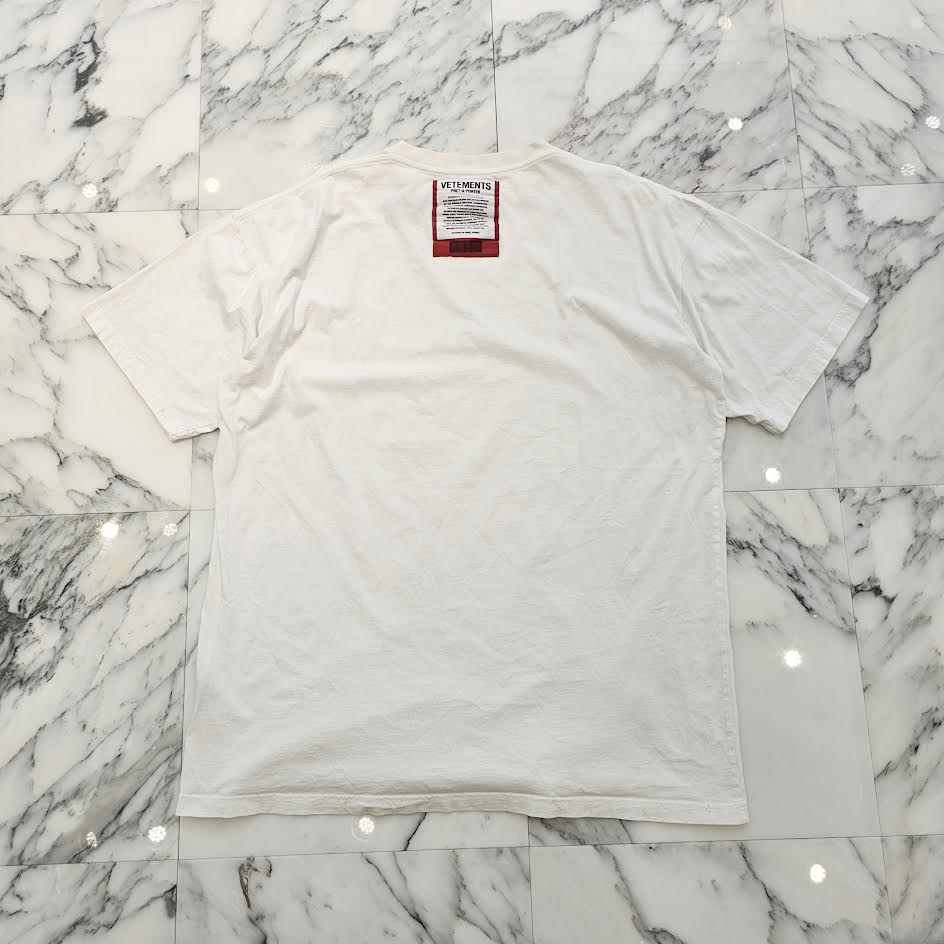 VETMENTS 2021SS Logo Print Back Patch T-Shirt UES1TR540W Size XL ヴェトモン ロゴプリント バックパッチ Tシャツ サイズXL