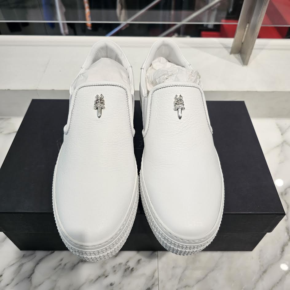 CHROME HEARTS CH Plus Leather Patch Dagger Slip On Size 40 クロムハーツ CHプラス レザーパッチ ダガー スリッポン サイズ40