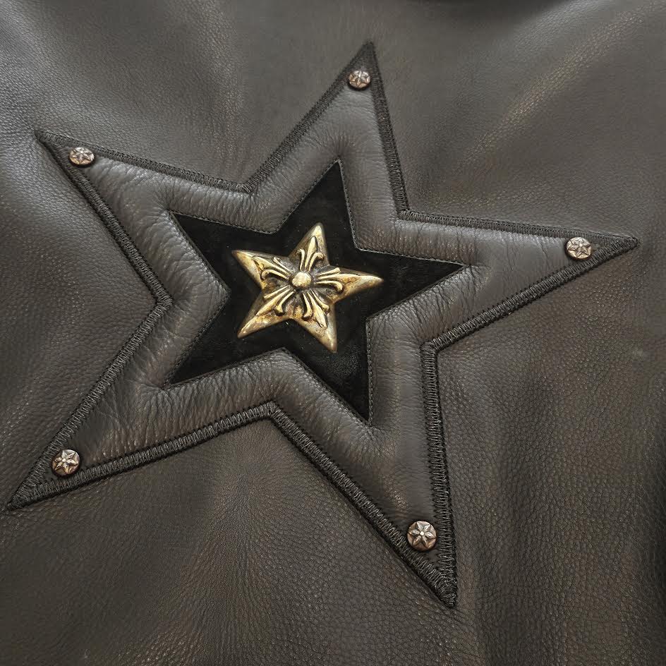 CHROME HEARTS JJ DEAN STAR CUSTOM Riders Leather Jacket Size M クロムハーツ JJディーン スターカスタム ライダース レザージャケット サイズM