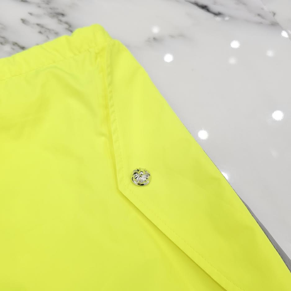 CHROME HEARTS Neon Yellow Dagger Zip Side Glitter Line Nylon Biker Long Pants Size ONE SIZE（66-100）クロムハーツ ネオンイエロー ダガージップ サイドグリッターライン ナイロン バイカー ロングパンツ サイズONE SIZE（66-100）