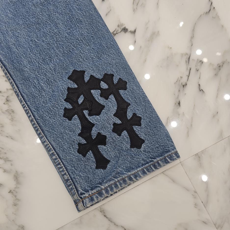 CHROME HEARTS × Levi's 505 VNTG Cross Leather Patch Denim Pants Size 32 クロムハーツ × リーバイス 505 ヴィンテージ クロスレザーパッチ デニムパンツ サイズ32