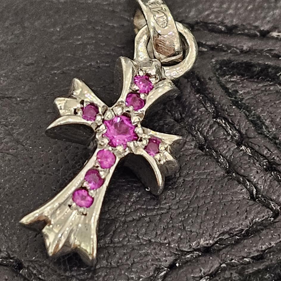 CHROME HEARTS 18K WG Baby Fat Pave Pink Sapphire Pendant Top クロムハーツ 18K ホワイトゴールド パヴェ ピンクサファイア ペンダントトップ