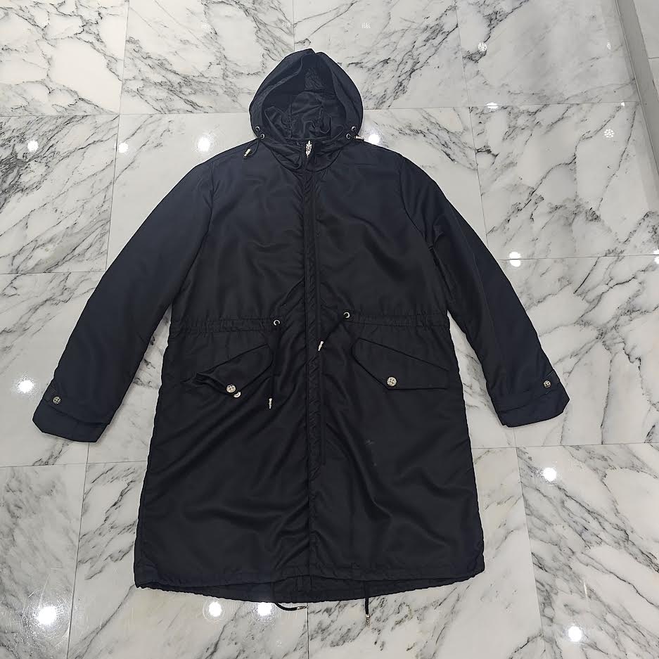 CHROME HEARTS PUDDLES Cemetery Cross Leather Patch Zip-Up Nylon Hooded Coat Size M クロムハーツ パドルズ セメタリークロス レザーパッチ ジップアップ ナイロン フーデッド コート サイズM