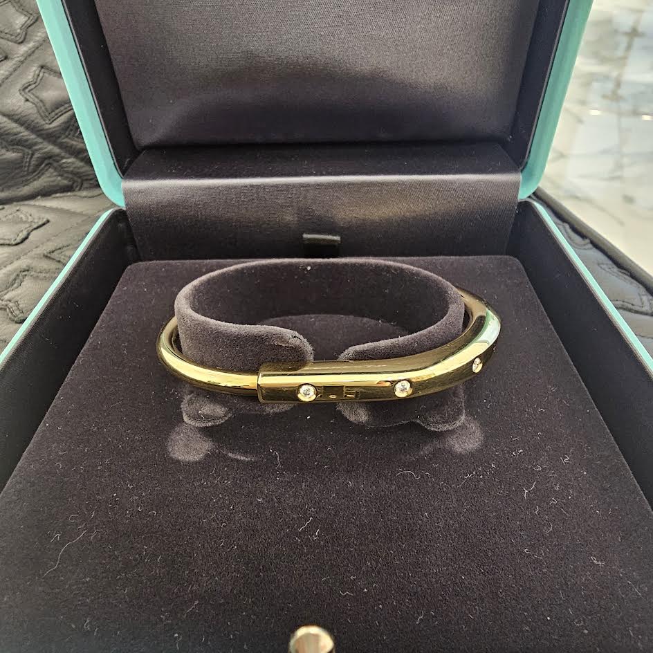 Tiffany＆Co. 18K YG Rock Bangle With Brilliant Diamond Size L 70185415 ティファニー 18K イエローゴールド ロックバングル ウィズ ブリリアント ダイヤモンド サイズL