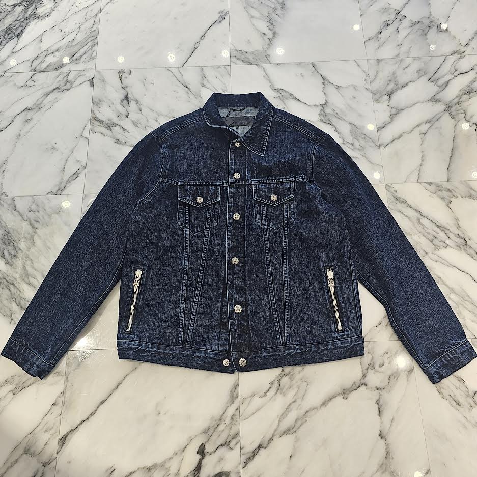 CHROME HEARTS Cross Ball Button MOTO BREATH Denim Jacket Size L クロムハーツ クロスボールボタン モーターブレス デニムジャケット サイズL