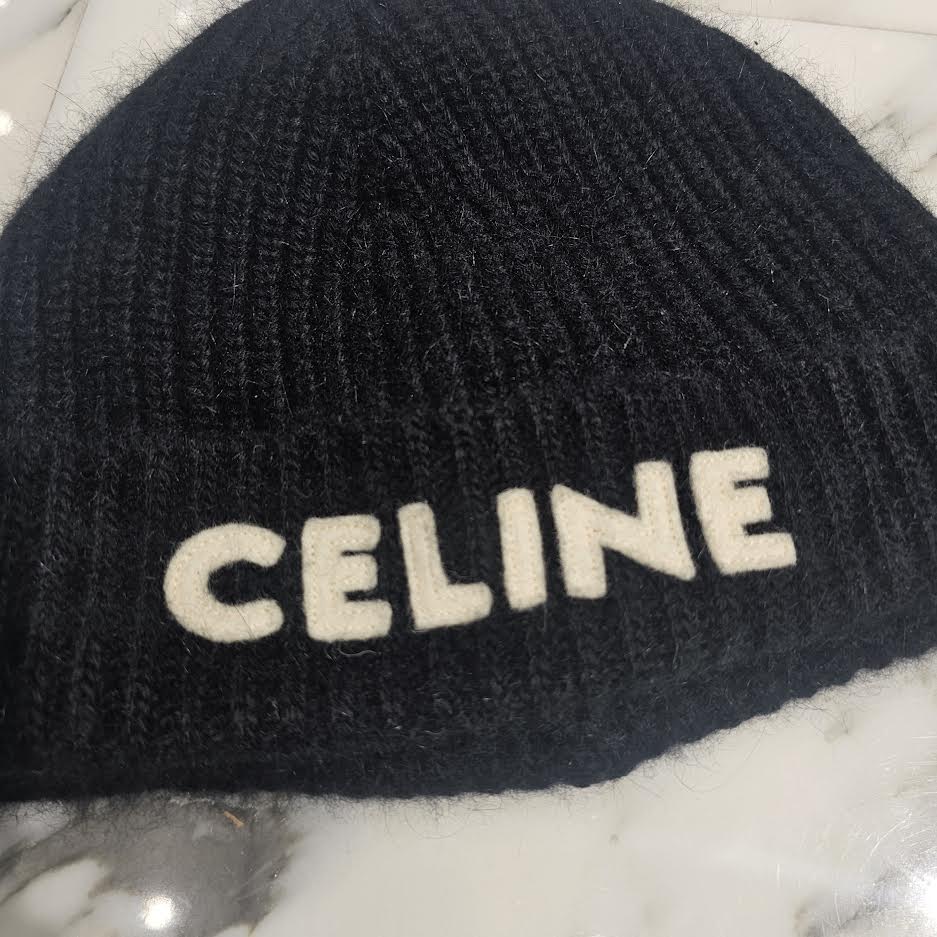 CELINE CELINE Patch Embroidered Knit Wool Beanie 2A45R734L Size TU セリーヌ CELINEパッチ刺繡 ニットウールビーニー サイズTU
