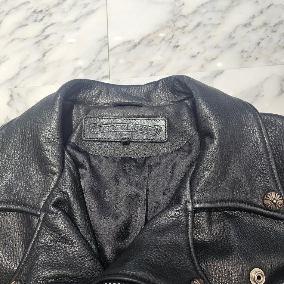 CHROME HEARTS JJ DEAN Dagger Zip Riders Leather Jacket Size L クロムハーツ JJディーン ダガー ジップ ライダース レザージャケット サイズL