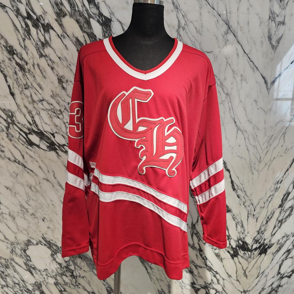 CHROME HEARTS × MATTY BOY Leather Chomper Patch Hockey Jersey Long Sleeve Tee Size M クロムハーツ×マティボーイ レザーチョンパーパッチ ホッケージャージー ロングスリーブTシャツ サイズＭ