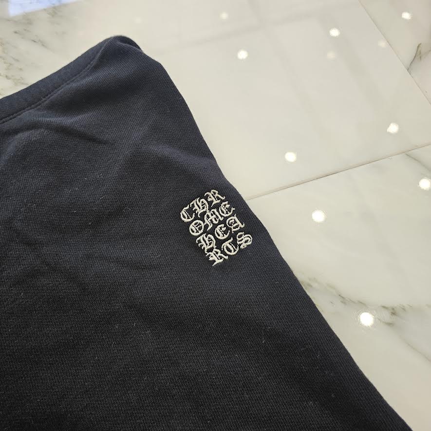 CHROME HEARTS Y NOT Vertical Logo Cross Embroidery Cotton Shorts Size S クロムハーツ ワイノット ヴァーティカルロゴ クロス刺繍 コットンショーツ サイズS