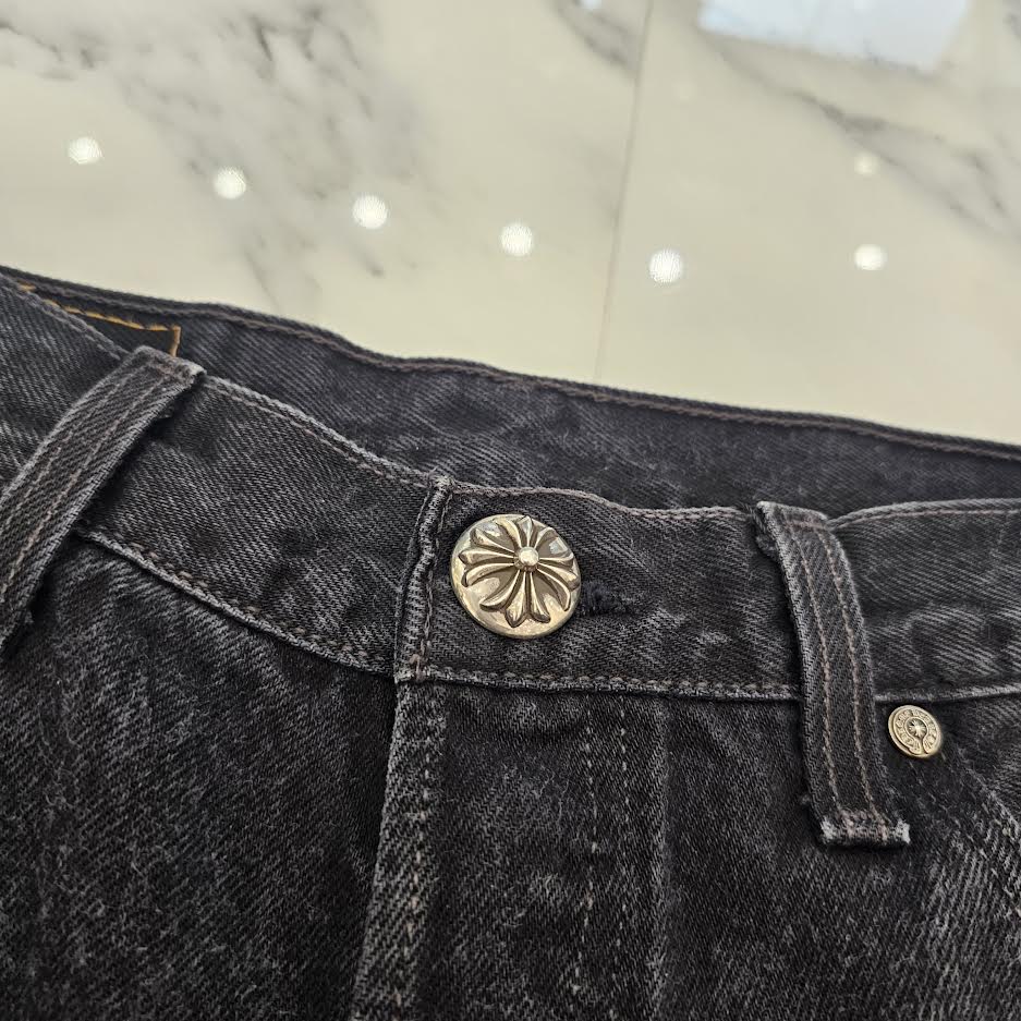 CHROME HEARTS × Levi's 501 VNTG Zebra Harako Leather Cross Patch Denim Pants Size 32 クロムハーツ × リーバイス 501 ヴィンテージ ゼブラ ハラコ レザークロスパッチ デニムパンツ サイズ32