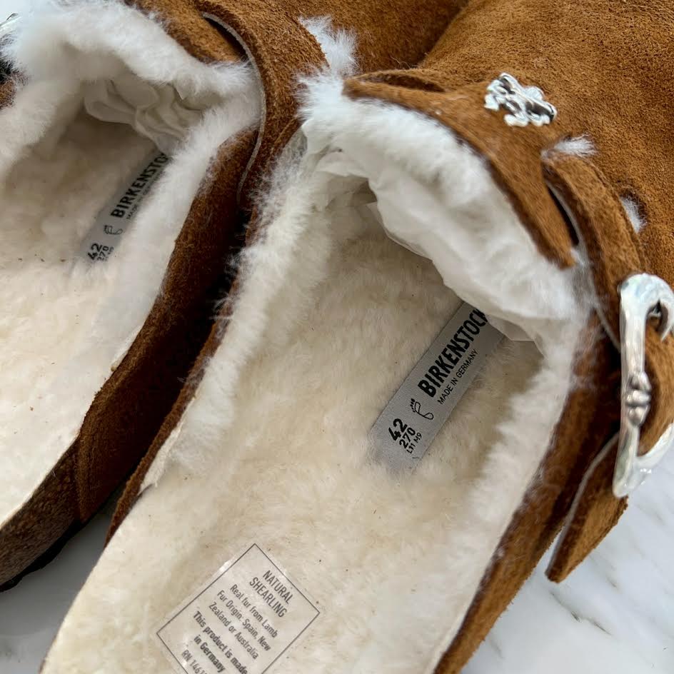 CHROME HEARTS × BIRKENSTOCK Boston Limited Silver Dagger Suede Leather Sandals Size 42(27cm) クロムハーツ × ビルケンストック ボストン限定 シルバーダガー装飾 スエードレザー サンダル サイズ42(27cm)