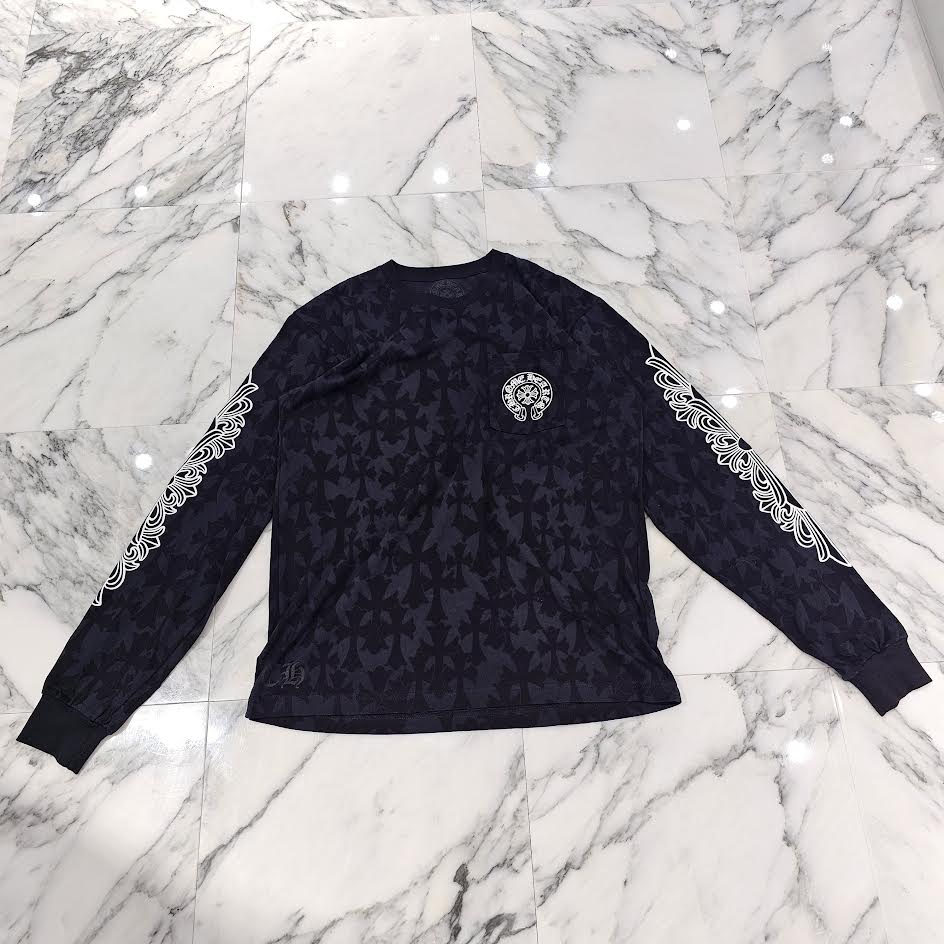 CHROME HEARTS 2024SS Graveyard Cemetery Cross Long Sleeve Tee Size L クロムハーツ グレイブヤード セメタリークロス ロングスリーブTシャツ 総柄 サイズL