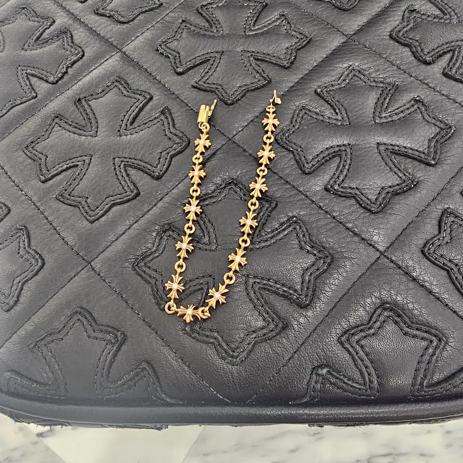 CHROME HEARTS 22K Tiny E Pave Diamond CH Plus Bracelet 12 LINK クロムハーツ 22K タイニーE パヴェダイヤモンド CHプラス ブレスレット 12リンク