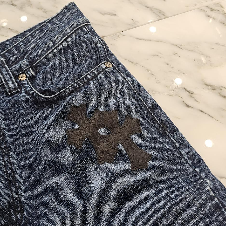 CHROME HEARTS Cross Leather Patch Denim Shorts Size 25 クロムハーツ クロスレザーパッチ デニムショーツ サイズ25