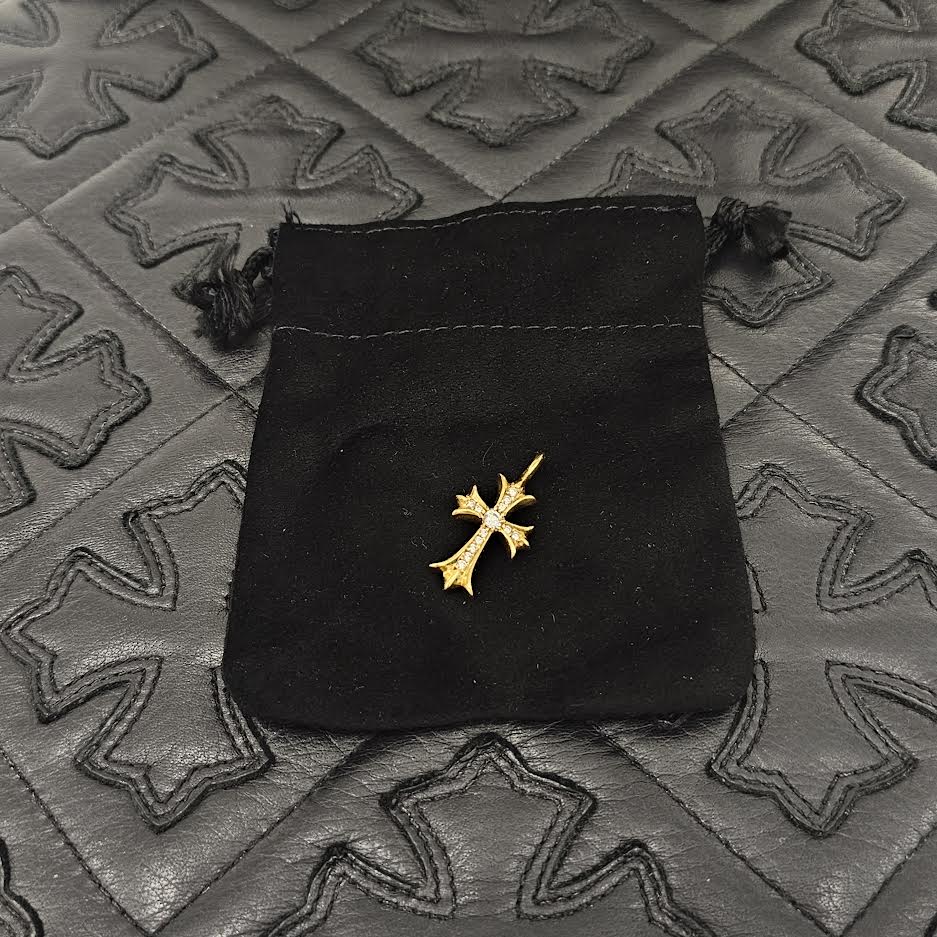 CHROME HEARTS 22K Tiny Fat Cross Pave Diamond Pendant Top クロムハーツ 22K タイニーファットクロス パヴェダイヤモンド ペンダントトップ