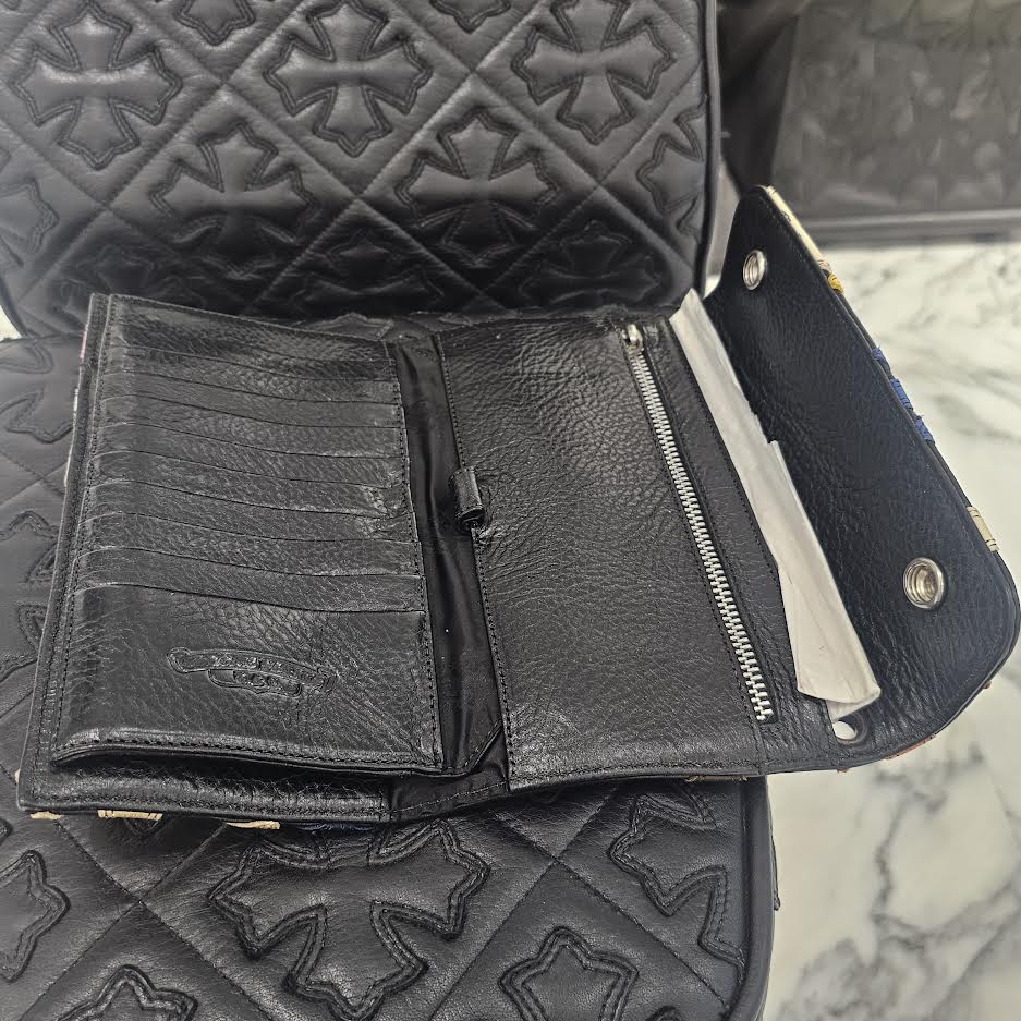 CHROME HEARTS Multi Color Leather Cross Patch Wave Wallet クロムハーツ マルチカラー レザークロスパッチ ウェーブウォレット