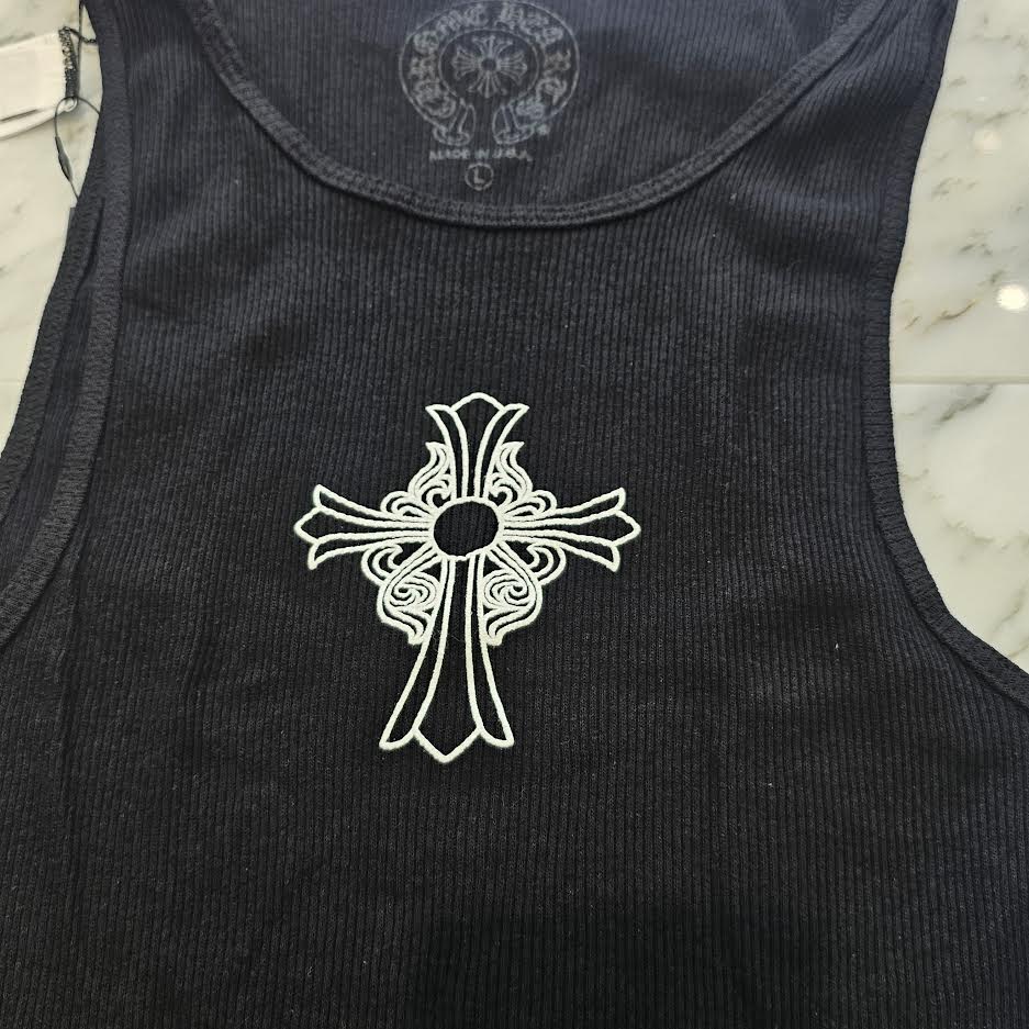 CHROME HEARTS Hairy Cross Rib Tank Top Size L クロムハーツ ヘイリークロス リブ タンクトップ サイズL