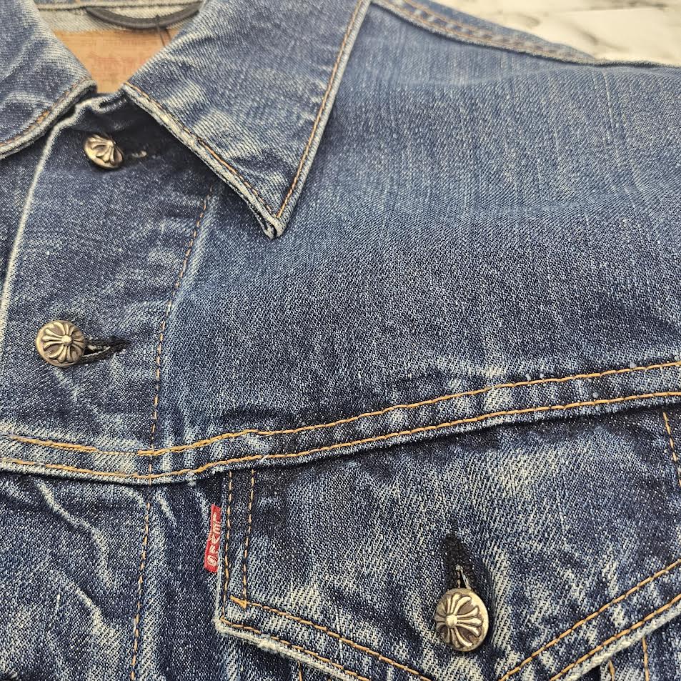 CHROME HEARTS × Levi's VNTG Leather Cross Patch Denim Jacket Size