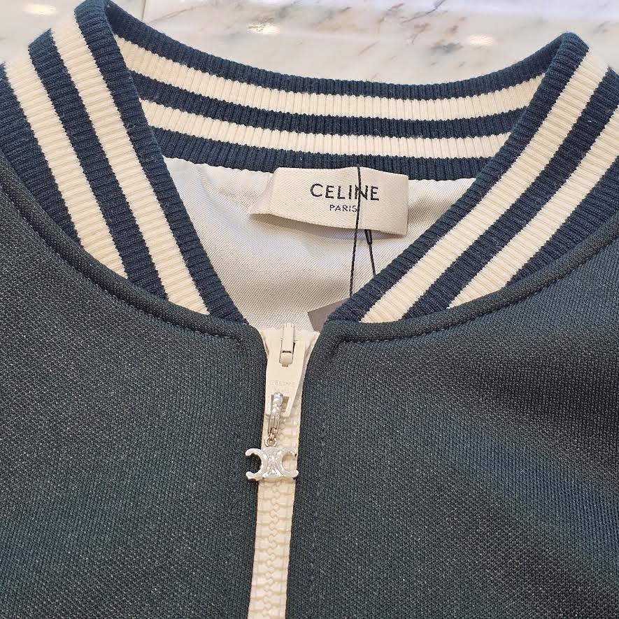 CELINE 2024SS Triomphe Embroidery Jersey Teddy Jacket 2Y83C021W.31GO Size M セリーヌ トリオンフ刺繍 ジャージー テディジャケット サイズM