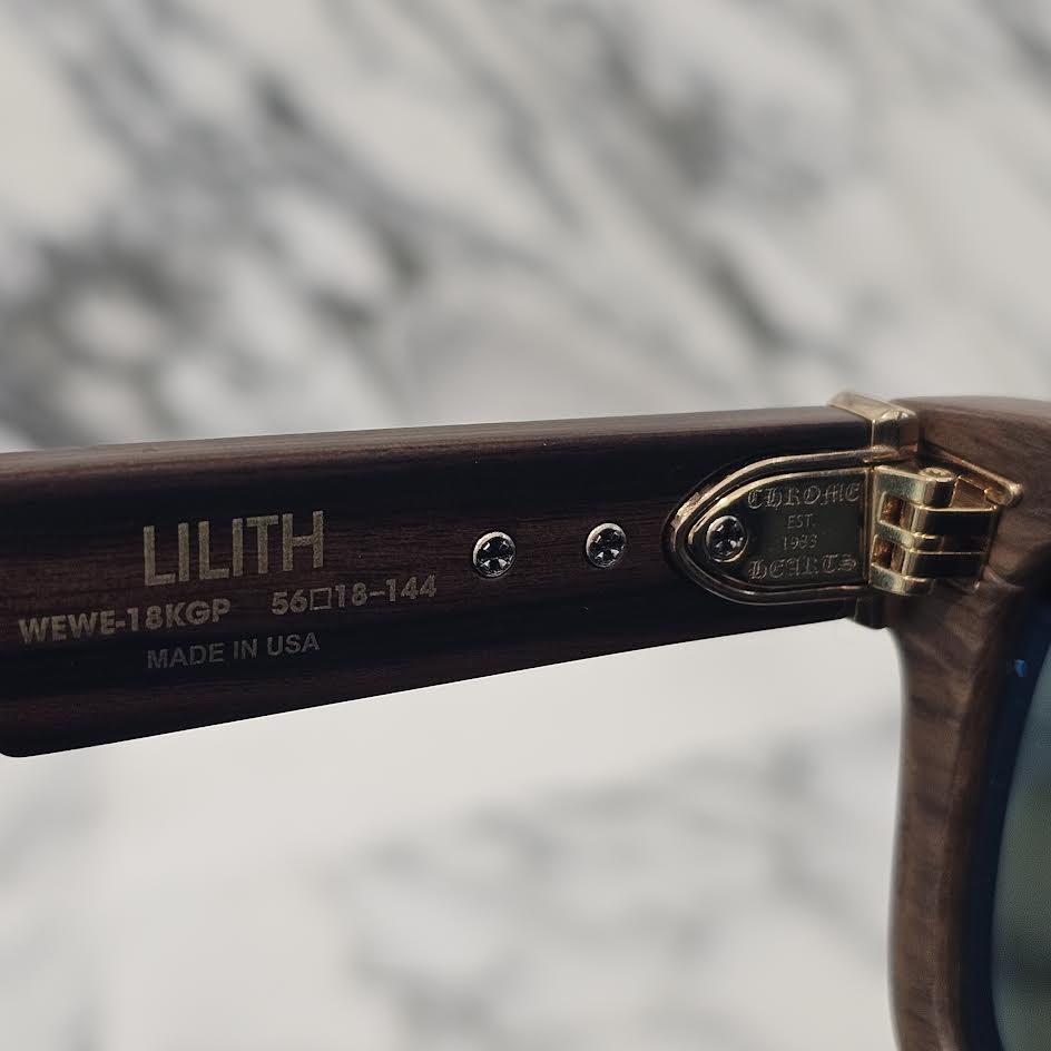 Chrome Hearts LILITH Ebony Wood Sunglasses "BROWN/DARK GREY" WEWE-18KGP Size 56□18-144 クロムハーツ リリス エボニー ウッド サングラス "ブラウン/ダークグレー" サイズ56□18-144