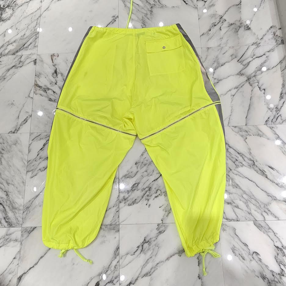 CHROME HEARTS Neon Yellow Dagger Zip Side Glitter Line Nylon Biker Long Pants Size ONE SIZE（66-100）クロムハーツ ネオンイエロー ダガージップ サイドグリッターライン ナイロン バイカー ロングパンツ サイズONE SIZE（66-100）