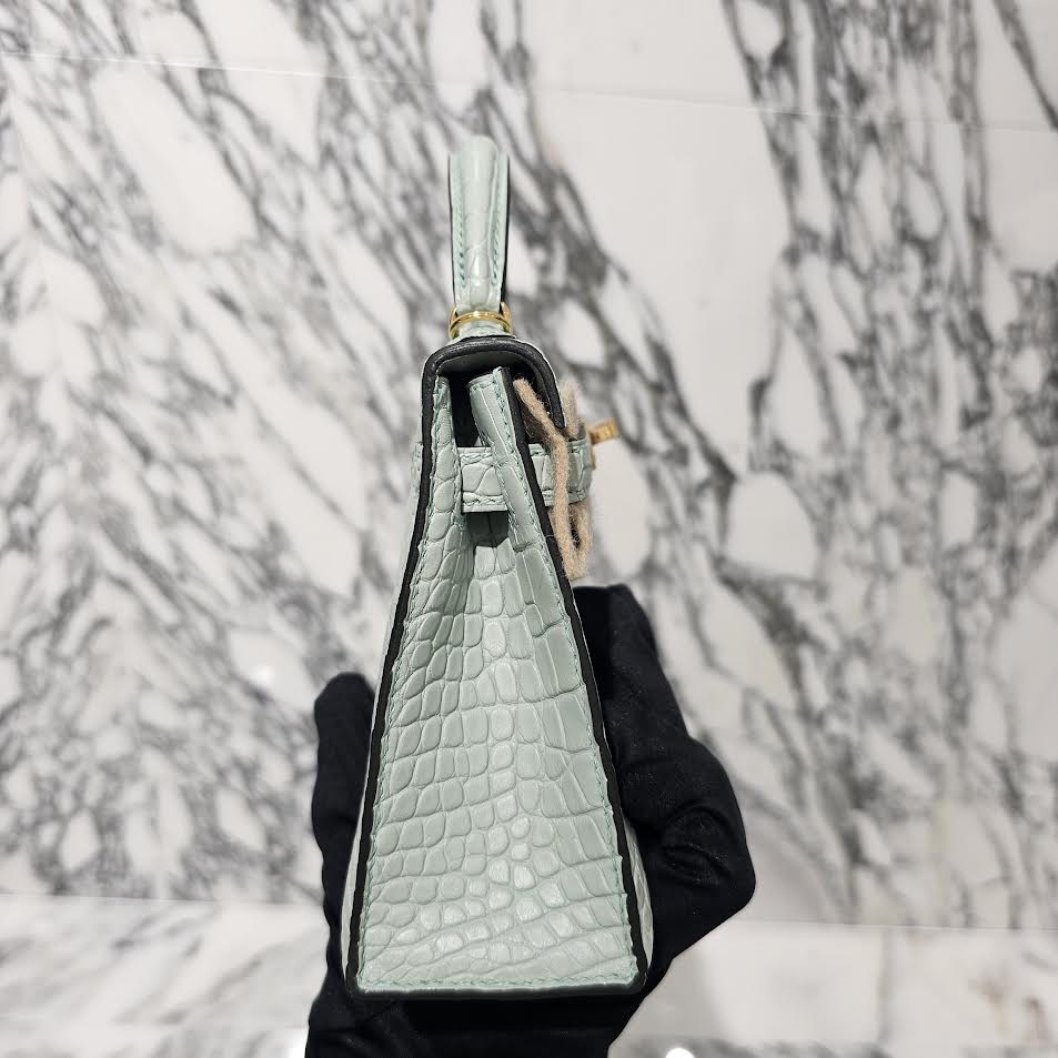 HERMES Mini Kelly 2 "Vert Dieu（6U）" Alligator Matte Hand Bag B刻印 エルメス ミニケリー2 "ヴェールデュー（6U）"  アリゲーターマット ハンドバッグ