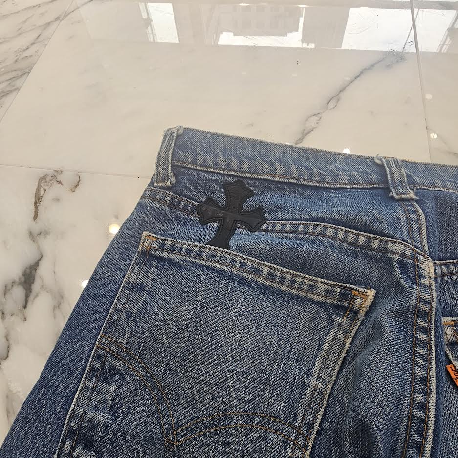 CHROME HEARTS × Levi's Body VNTG Cross Leather Patch Jeans Size 29