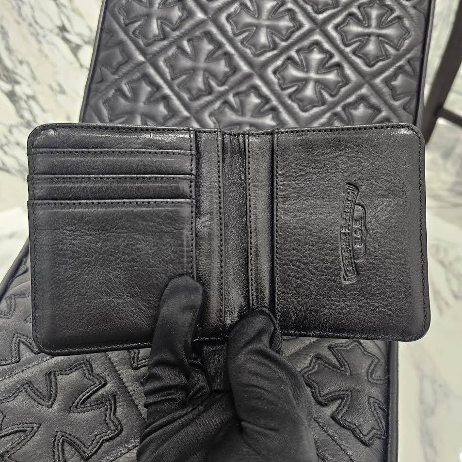 CHROME HEARTS DR DIGIACOMO Tiny CH Cross Leather Wallet クロム