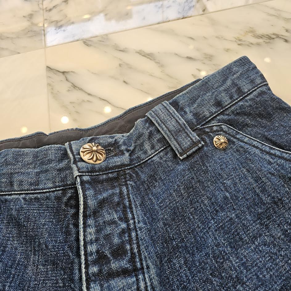 CHROME HEARTS Carpenter Cross Ball Button Denim Shorts Size 32 クロムハーツ カーペンター クロスボールボタン デニムショーツ サイズ32