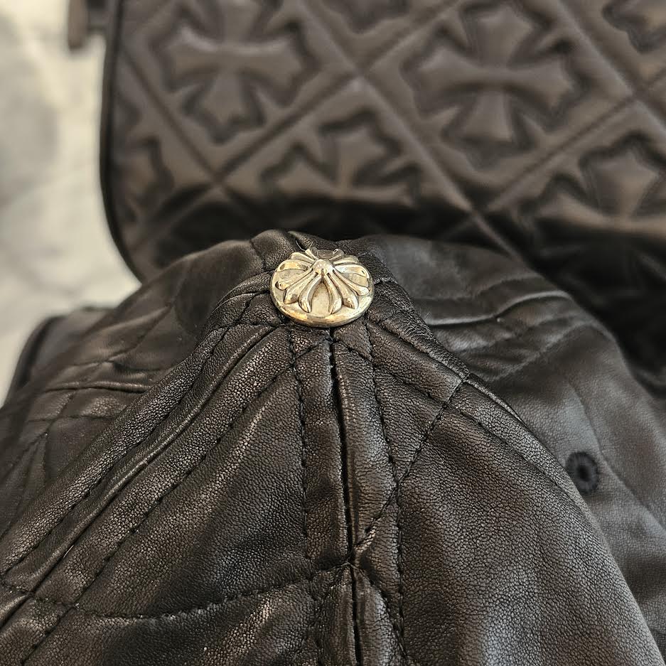 CHROME HEARTS Silver Cross Spider Web Leather Cap Size ONE SIZE（53-60）クロムハーツ シルバークロス スパイダーウェブ レザーキャップ サイズONE SIZE（53-60）