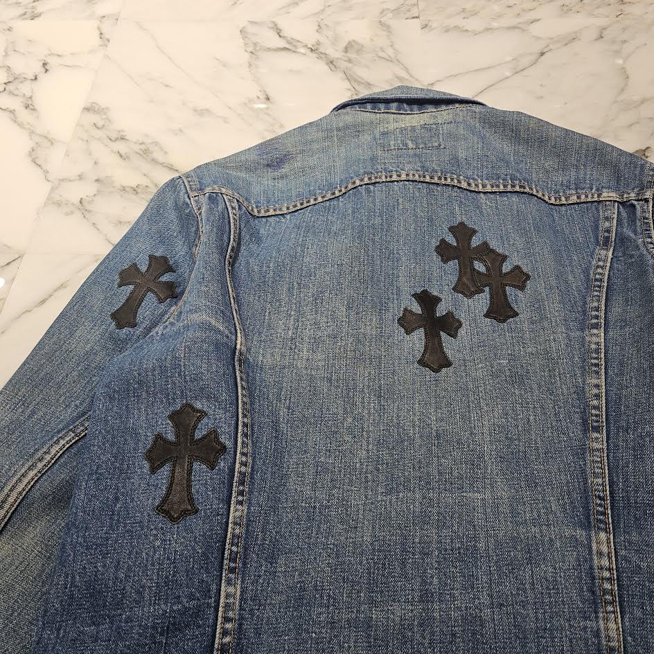 CHROME HEARTS × Levi's VNTG Leather Cross Patch Denim Jacket Size M クロムハーツ × リーバイス ヴィンテージ レザークロスパッチ デニムジャケット サイズM