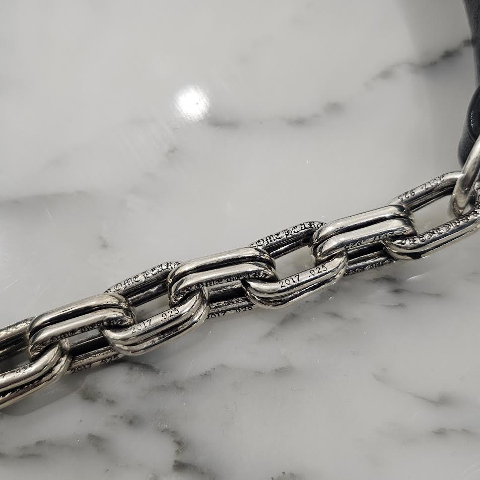 CHROME HEARTS THE NIGHT Cross Chain Leather Hand Bag クロムハーツ ザ・ナイト クロス チェーン装飾 レザーハンドバッグ