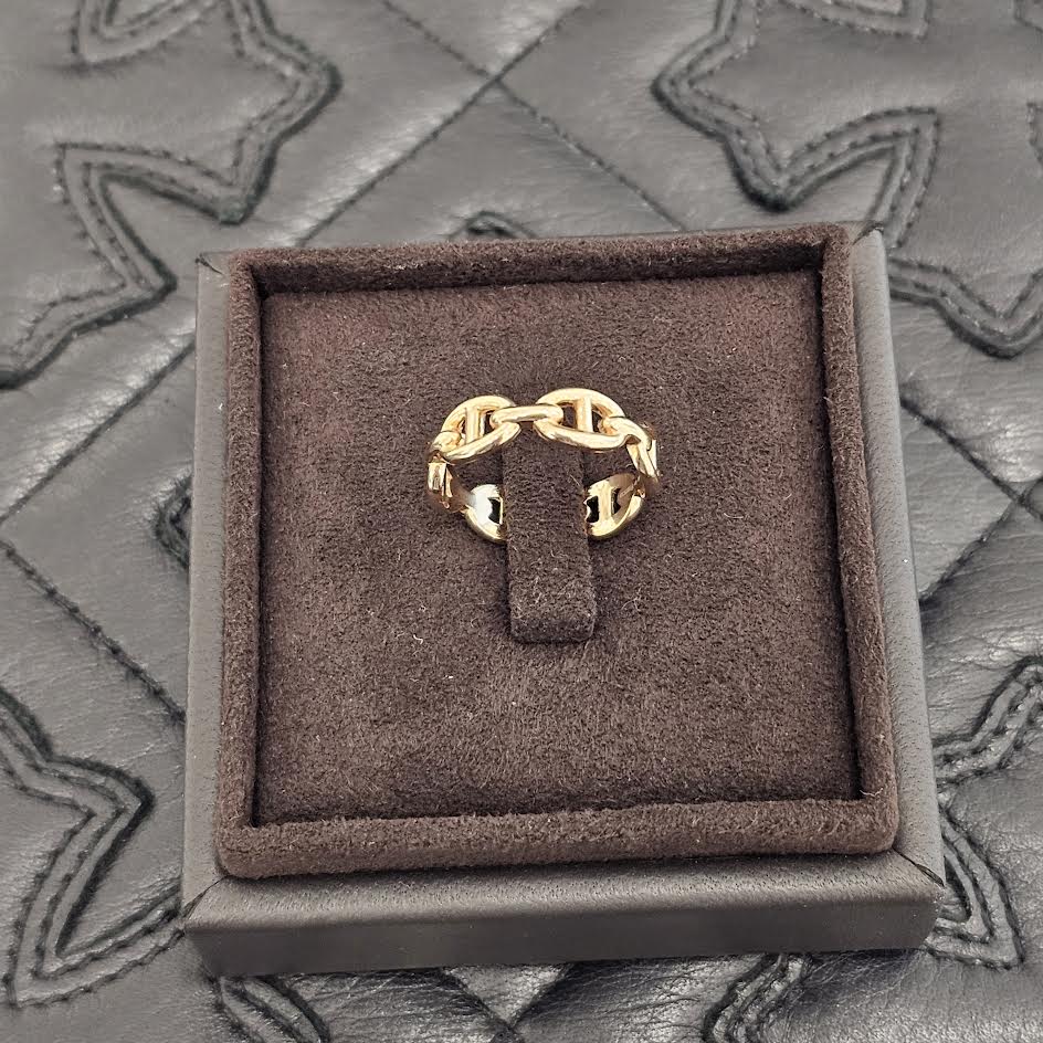 HERMES Au750 Chaine d'Ancre Enchainee PM Ring Size 13.5号 エルメス