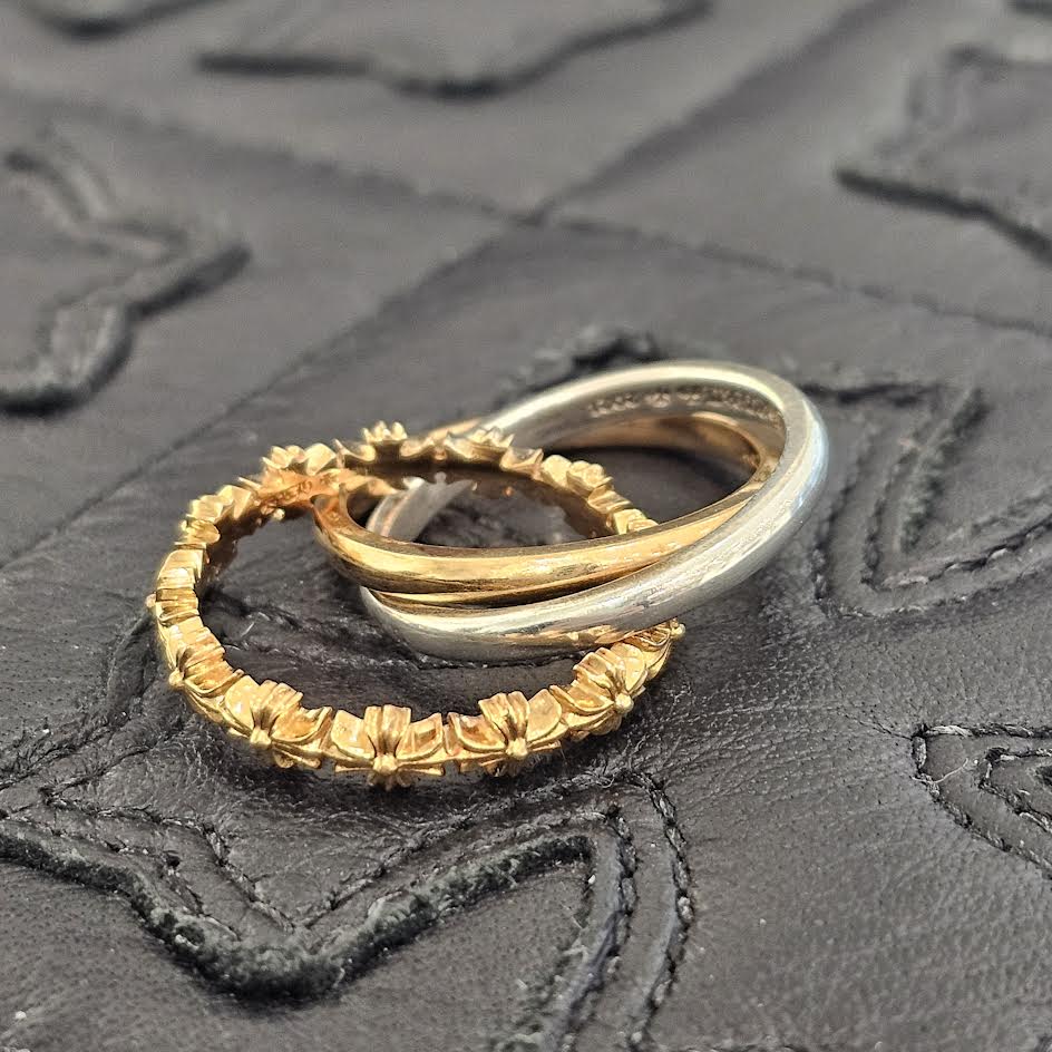 CHROME HEARTS 22K / SILVER 925 TINY E CH PLS BAND TRPL Combination Ring Size 12号 クロムハーツ タイニーE CHプラス バンド トリプルコンビ リング サイズ12号