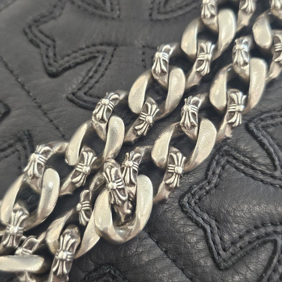 シルバー クロスウォレットチェーン 2クリップ ウォレットチェーン CHROME HEARTS クロスボール ウォレットチェーン 2クリップ