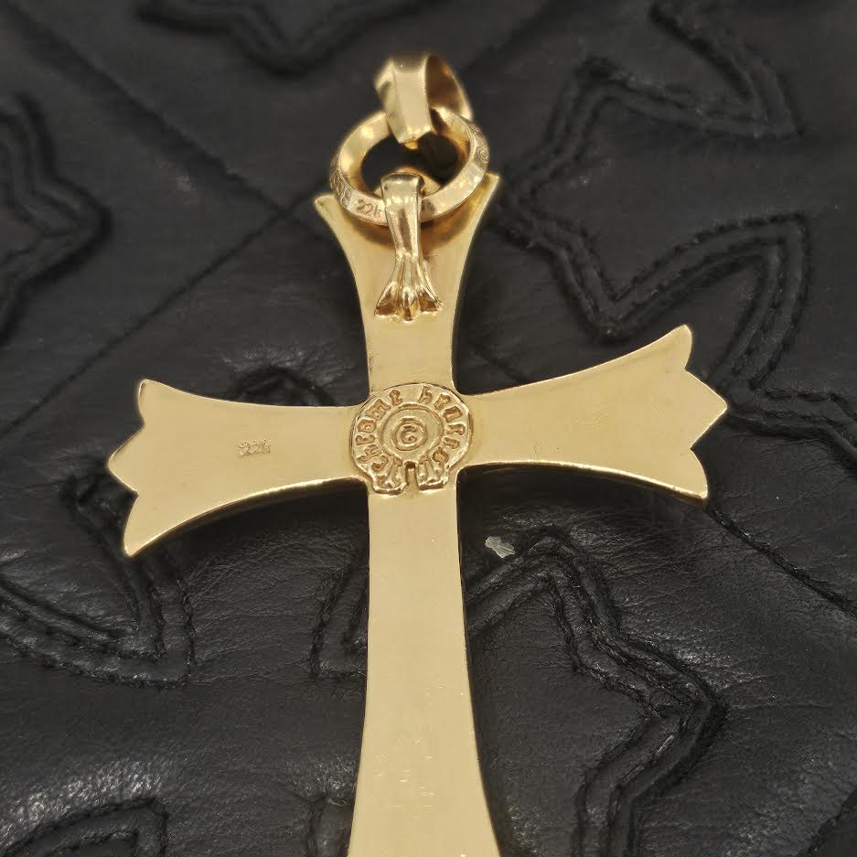 CHROME HEARTS 22K Large Cross With Bail Charm Pendant Top クロムハーツ 22K ラージクロス ウィズ ベイル チャーム ペンダントトップ