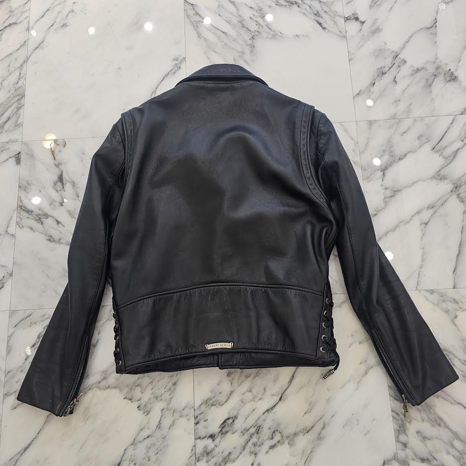 CHROME HEARTS JJ DEAN Dagger Zip Riders Leather Jacket Size L クロムハーツ JJディーン ダガー ジップ ライダース レザージャケット サイズL