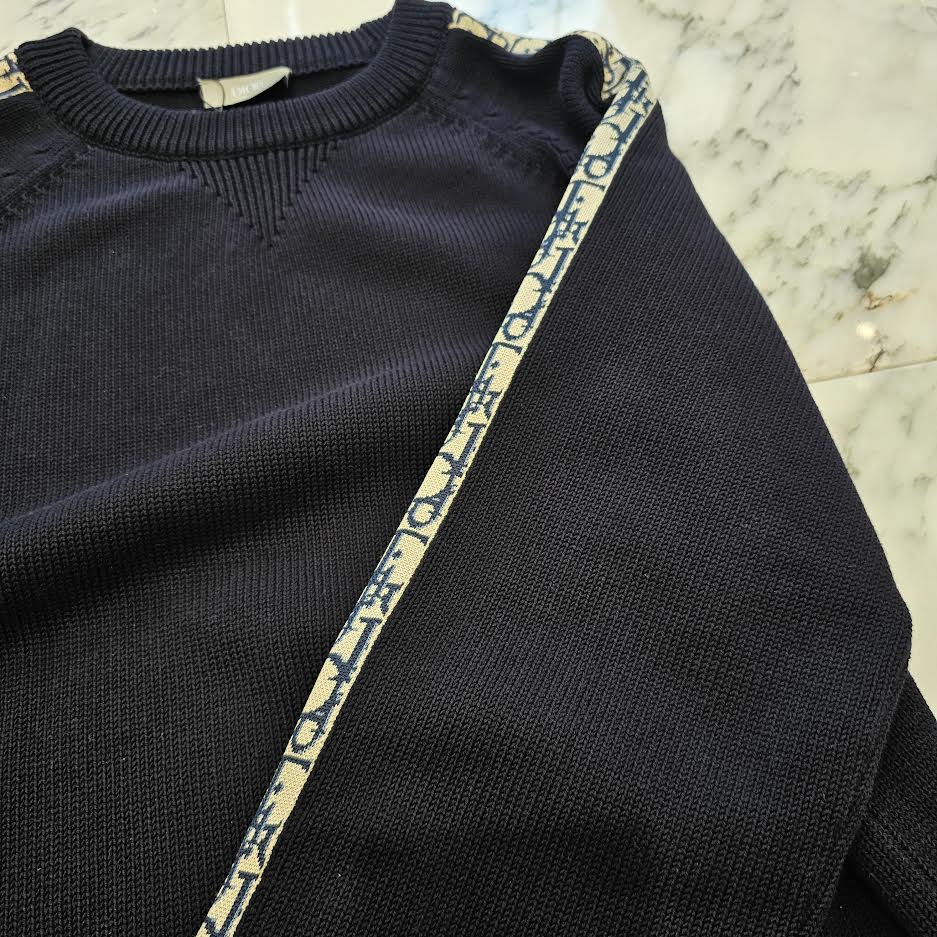 DIOR 2021AW Oblique Sideline Knit Sweater 113M638AT187 Size XL ディオール オブリーク サイドライン ニットセーター サイズXL