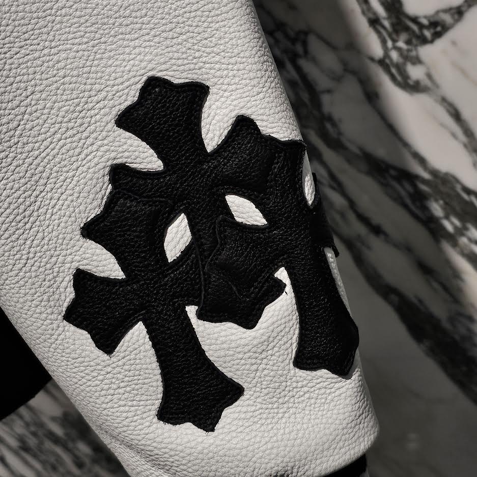 CHROME HEARTS CHICKEN 33 Cross Patch Leather Sleeve Varcity Jacket Size XL クロムハーツ チキンジャケット 33 クロスパッチ レザースリーブ バーシティジャケット サイズXL