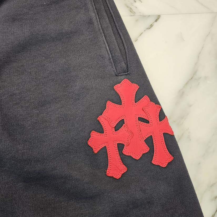 CHROME HEARTS Y NOT 3 Cemetery Cross Leather Patch Sweat Long Pants Size L クロムハーツ ワイノット 3セメタリークロス レザーパッチ スウェットロングパンツ サイズL