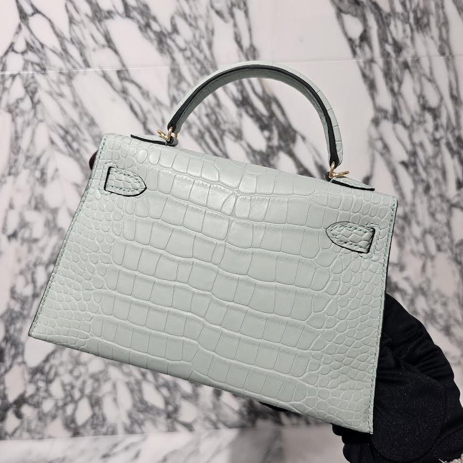 HERMES Mini Kelly 2 "Vert Dieu（6U）" Alligator Matte Hand Bag B刻印 エルメス ミニケリー2 "ヴェールデュー（6U）"  アリゲーターマット ハンドバッグ