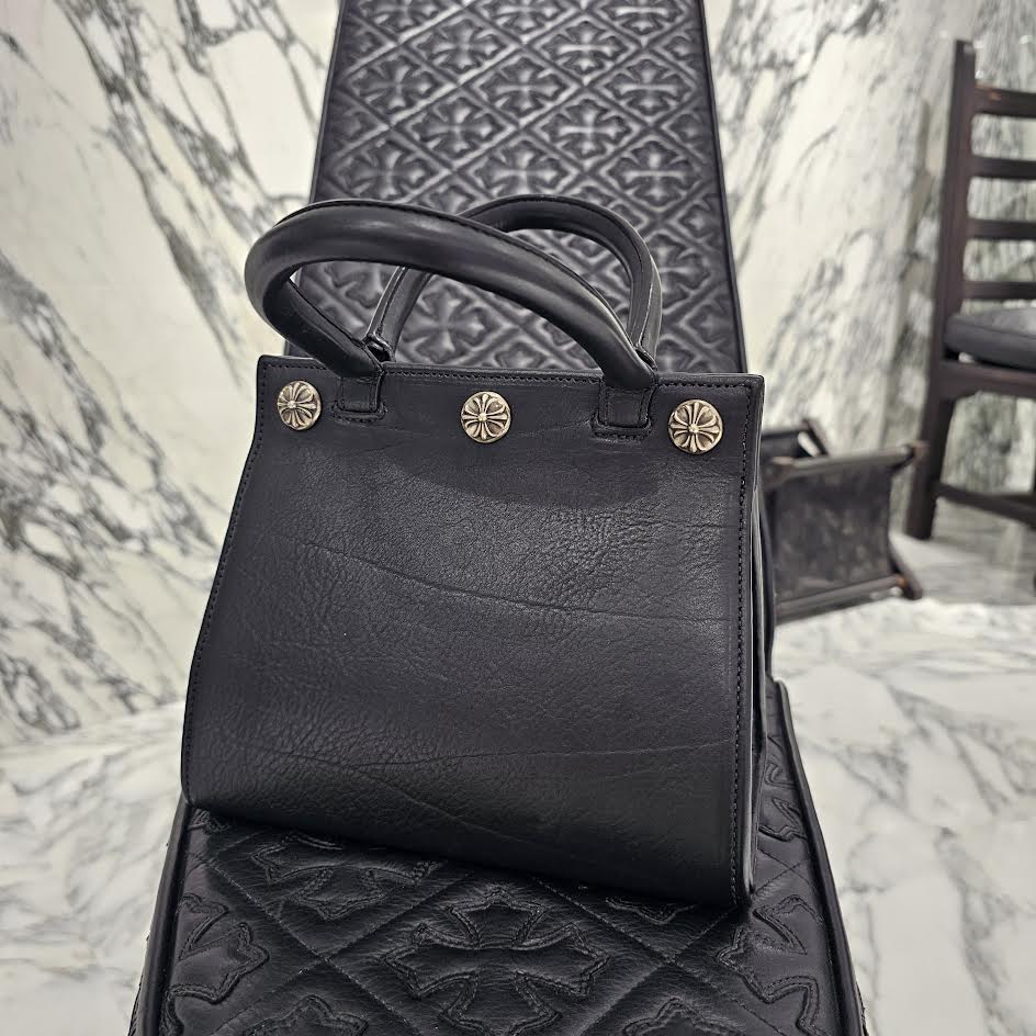 CHROME HEARTS DREW MINI BAG Cross Ball Leather Hand Bag クロムハーツ ドリュー ミニバッグ クロスボール レザーハンドバッグ