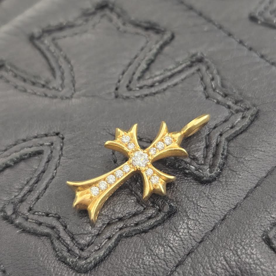 CHROME HEARTS 22K Tiny Fat Cross Pave Diamond Pendant Top クロムハーツ 22K タイニーファットクロス パヴェダイヤモンド ペンダントトップ