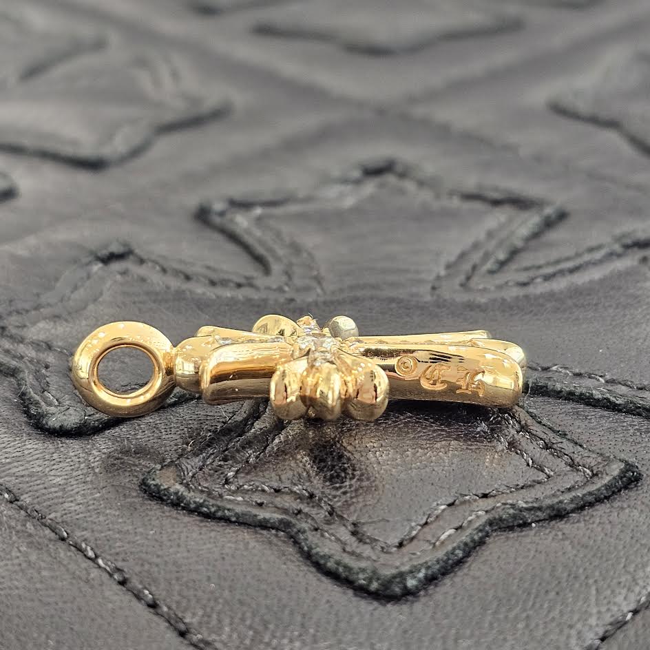 CHROME HEARTS 22K Tiny Fat Cross Pave Diamond Pendant Top クロムハーツ 22K タイニーファット クロス パヴェダイヤモンド ペンダントトップ