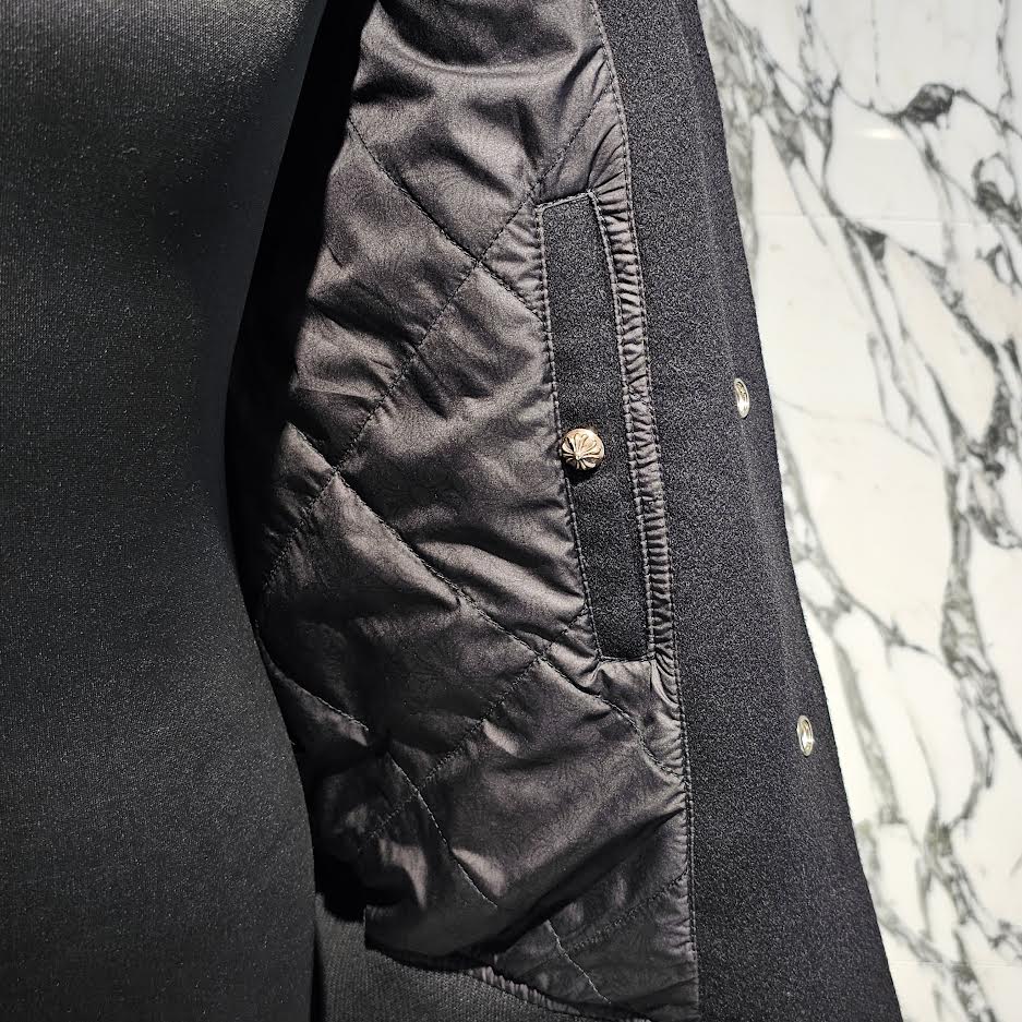 CHROME HEARTS CHICKEN 33 Cross Patch Leather Sleeve Varcity Jacket Size XL クロムハーツ チキンジャケット 33 クロスパッチ レザースリーブ バーシティジャケット サイズXL